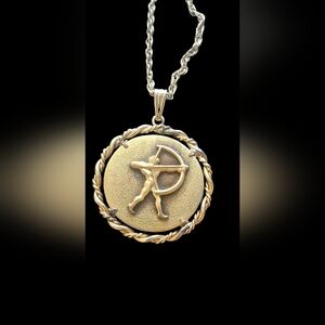 Anson Gold Pewter Zodiac Pendant Necklace Sagittarius 28"